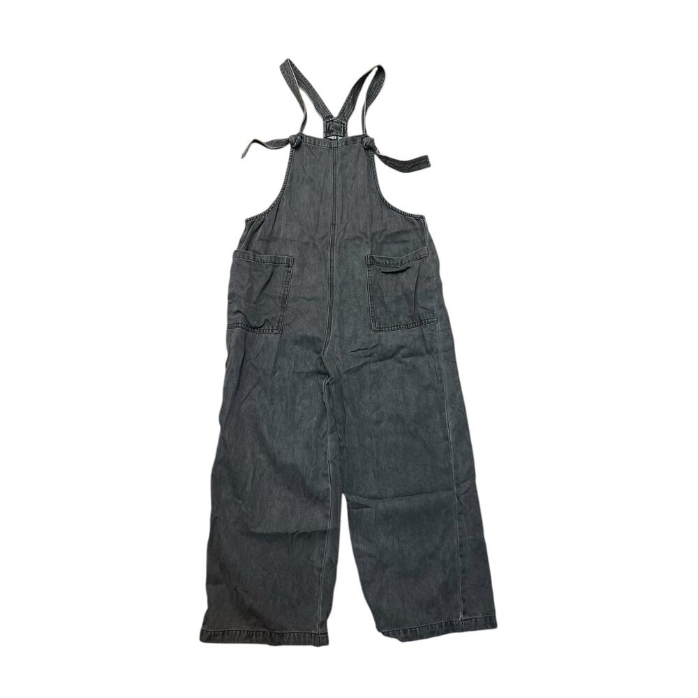 Miou Muse Charcoal Wide Leg Utility Overalls Size Small Cropped Jumpsuit